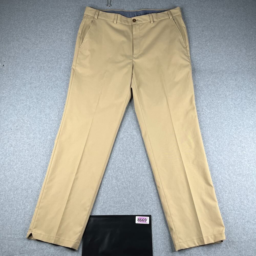 Brooks Brothers Chino Pants w38x32 Polyester Beige Lightweight Casual Mens